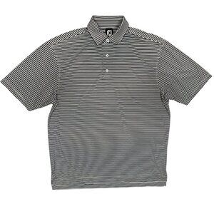 FootJoy Polo Golf Shirt Stretch Striped Short Sleeve Black/White XL